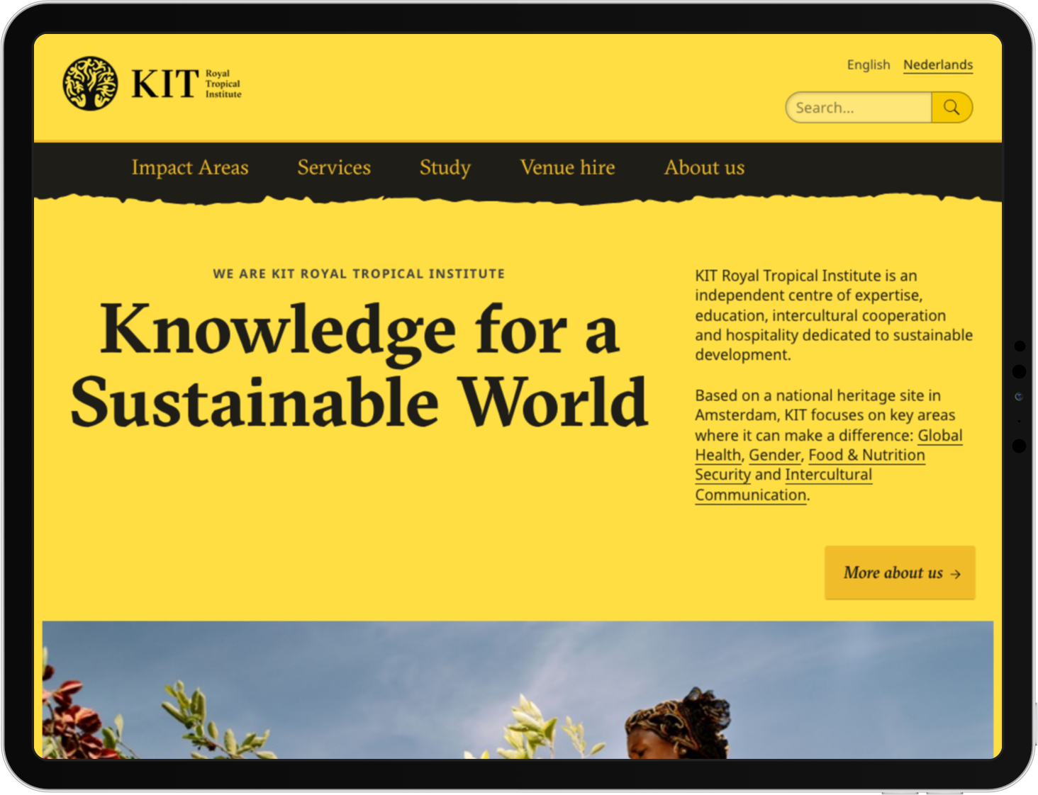 Homepage van KIT op iPad